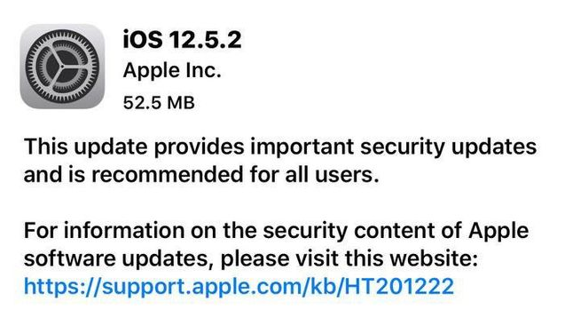 罗田苹果手机维修分享iOS12.5.2发布，建议所有老苹果用户安装 